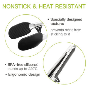 Zanmini Pinze Cucina, Pinza Set a Padella Antiaderente, Acciaio Inox, Nero - Ilgrandebazar