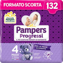 Carica l'immagine nel visualizzatore di Gallery, Pampers Progressi Maxi, 132 Pannolini, Taglia 4 (7-18 Kg) 4 (132 Unità)