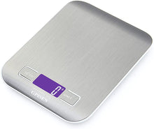 Carica l'immagine nel visualizzatore di Gallery, GPISEN Bilancia da Cucina Smart Digitale con Funzione Tare,5kg/11 lbs Professionale Acciaio Inox Alta Precision Bilancia Elettronica per la Casa e la Cucina,Argento,(2 Batteries Incluse)