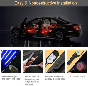 Striscia LED Auto con APP, Govee Luci LED Interne per Auto con 48 LEDs 9 Colori Multicolore Impermeabile, Musica sotto il cruscotto Kit di illuminazione, Controllo APP, DC 12V