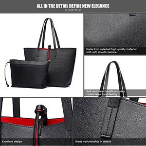 Miss Lulu Borsetta da Donna Grande Ecopelle Borsa a Tracolla Hobo Tote Nero