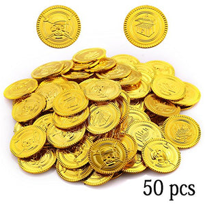 Pllieay 50 Pezzi Monete di Oro del Pirata Plastica e 50 Gemme Pirati... - Ilgrandebazar