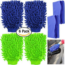 Carica l&#39;immagine nel visualizzatore di Gallery, YuCool 4 pezzi in microfibra auto pulizia guanti da bagno con 2 asciugamani,... - Ilgrandebazar