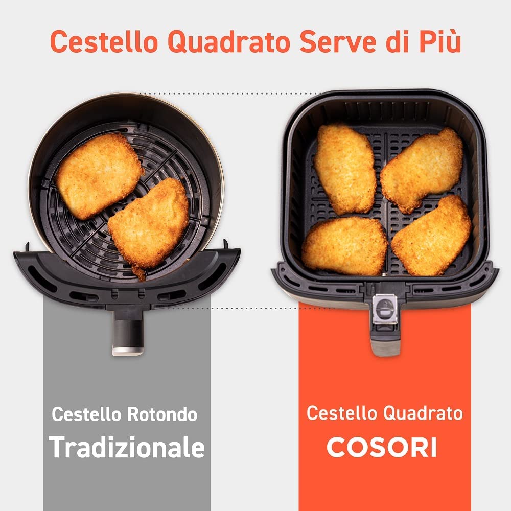 COSORI Friggitrice ad Aria XXL 5,5 Litri con 100 Ricette Italiane +  Accessori Friggitrice ad Aria 5,5L, 6 Pezzi Accessori Airfryer Senza BPA