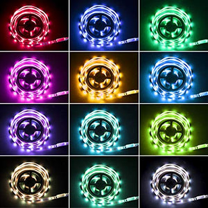 Retroilluminazione TV LED ad USB di Lunghezza 2.4M Adatto per HDTV da 40-65 Pollici, 24 Tasti Telecomando ad Infrarossi in Grado di telecomandare Striscia Luminosa a LED, RGB 5050 Luce con 16 Colori