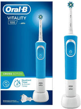 Carica l'immagine nel visualizzatore di Gallery, Oral-B Vitality 100 Spazzolino Elettrico Ricaricabile, 1 Manico Blu, 1 Testina di Ricambio CrossAction Blu Ricambio CrossAction