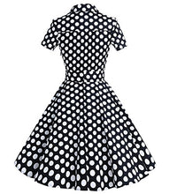 Carica l'immagine nel visualizzatore di Gallery, Timormode Donna A-Line Short Sleeve Retro 1950s Vintage Prom L, Black Dots - Ilgrandebazar