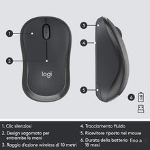 Carica l'immagine nel visualizzatore di Gallery, Logitech MK295 Kit Mouse e Tastiera Wireless, Tecnologia Silenttouch, Tastierino Numerico, Tasti Scelta Rapida, Tracciamento Ottico, Ricevitore USB Nano, Layout Italiano Qwerty, Grigio