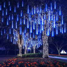 Carica l'immagine nel visualizzatore di Gallery, EEIEER Luci Della Pioggia di Meteore, 30cm 8Tubo 192 LED Meteor Luci Natale Luci, Impermeabili Meteor Shower Light per Festa di Nozze Decorazione All'aperto (blu)