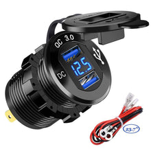 Carica l&#39;immagine nel visualizzatore di Gallery, GemCoo QC3.0 Presa USB per Auto Doppio in Alluminio, 12V / 24V 36W 2 Blu