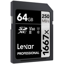 Carica l&#39;immagine nel visualizzatore di Gallery, Lexar Professional 1667x SDXC - Schede UHS-II, 64GB - Ilgrandebazar