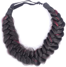 Carica l'immagine nel visualizzatore di Gallery, BOBIYA - Fascia per capelli sintetici a 2 fili, con trecce intrecciate classiche, trecce intrecciate, elasticizzate, per donne e ragazze, accessorio boho, 62 g (nero naturale misto bordeaux) Nero Naturale Misto Borgogna