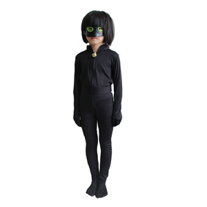 GREATCHILDREN Tute Costume Cat Noir Set con Parrucca Coccinella S, Nero - Ilgrandebazar