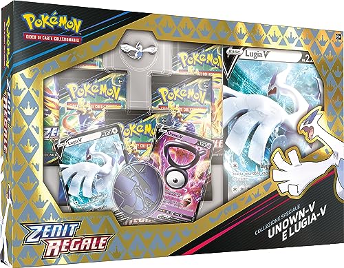 Pokémon- Collezione Speciale Unown-V e Lugia-V Zenit Regale del GCC (Due Carte promozionali olografiche, Una Carta Gigante e Cinque Buste di espansione), Edizione in Italiano, Colore, 290-60277