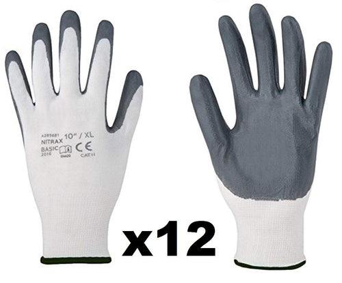 NITRAX BASIC (12 paia) - Guanti da lavoro, montaggio, 9 paia), Grigio - Ilgrandebazar