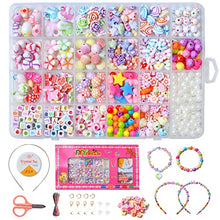 Carica l'immagine nel visualizzatore di Gallery, Bubble pig, Bambini,600 PCS Perline Colorate dei Bambini Fare Gioielli Braccialetti Necklace Kit Perline Lettere per Ragazze