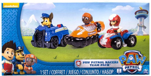 PAW Patrol Confezione da 3 Veicoli Rescue Racers, Ryder, Zuma e Chase, dai 3 Anni, 6024059