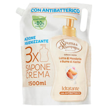 Carica l'immagine nel visualizzatore di Gallery, Spuma Di Sciampagna Ecoricarica Sapone Liquido Mani Latte Di Mandorla E Burro Di Karitè - 1500 Ml