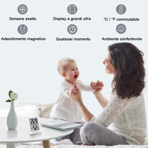 Sonomo Igrometro Termometro 3 Pezzi Termometro Ambiente Interno Igrometro Digitale Misuratore Umidità Ambiente Soggiorno, Camera Dei Bambini, Ufficio（Bianco)