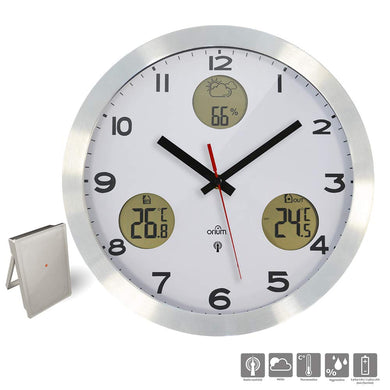 Orologio Meteo radiocontrollato 30 cm, Alluminio - Ilgrandebazar