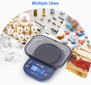 ACCUWEIGHT 255 Mini Bilancia di Precisione Digitale per Cucina Gioielli Oro Bilancia Tascabile Elettronica 300g/0,01g con Tara e Calibrazione Alimenti Pesa Bilance