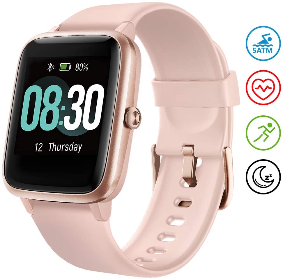 UMIDIGI Smartwatch Fitness Tracker Orologio Uwatch3, Smart Watch Donna Uomo Bambini Cardiofrequenzimetro da Polso Contapassi Sportivo Activity Tracker per Android iOS Xiaomi Samsung Huawei - Oro Rosa