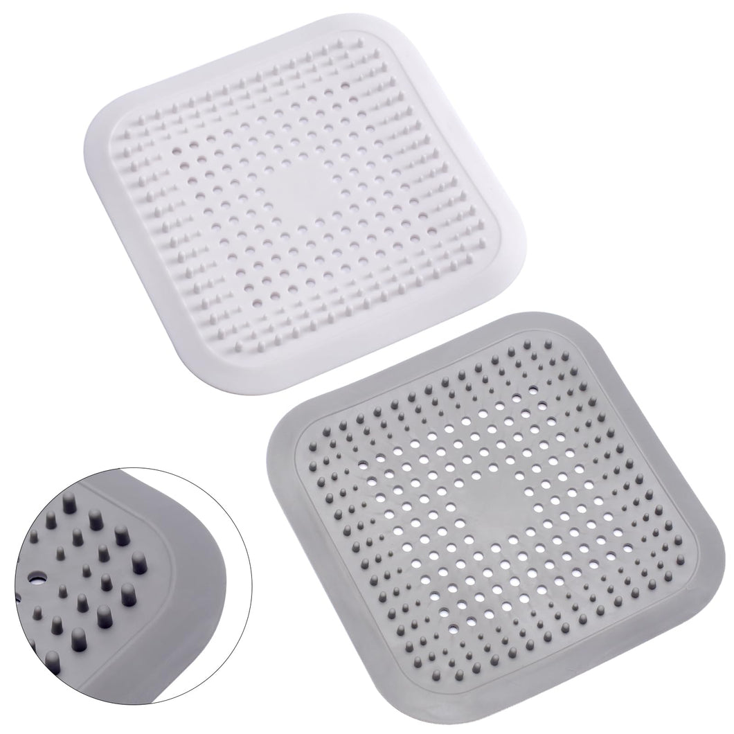 Alyvisun 2Pcs Silicone Raccogli Capelli Doccia con Ventosa, Filtro per Capelli Protezione Scarico, Universale Filtro di Scarico Anti Capelli per Cucina, Bagno (Bianco + Grigio)