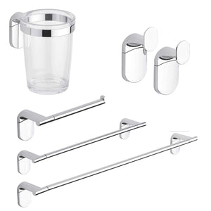 METAFORM Set accessori bagno kit completo Zero Cromo 5 pezzi in Argento - Ilgrandebazar