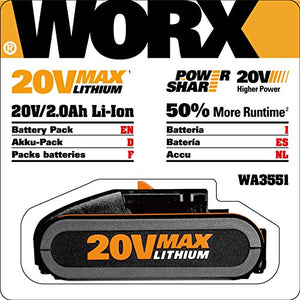Worx WA3551.1 Batteria 2.0Ah 20V agli Ioni di Litio, Power Share