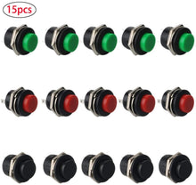 Carica l'immagine nel visualizzatore di Gallery, 15 x SPST interruttore a pulsante rotondo, a pressione, momentaneo, AC 6 A/125 V 3 A/250 V