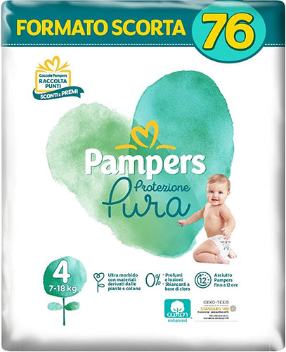 Pampers Naturello Maxi, 76 Pannolini, Taglia 4 (7-18 kg) Maxi