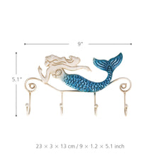Carica l&#39;immagine nel visualizzatore di Gallery, TOOARTS Appendiabiti da parete in ferro/Iron Mermaid Wall Hanger Blu E Oro - Ilgrandebazar
