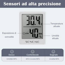 Carica l&#39;immagine nel visualizzatore di Gallery, Sonomo Igrometro Termometro 3 Pezzi Termometro Ambiente Interno Igrometro Digitale Misuratore Umidità Ambiente Soggiorno, Camera Dei Bambini, Ufficio（Bianco)