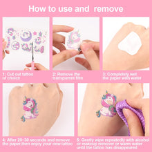 Carica l'immagine nel visualizzatore di Gallery, ACWOO Tatuaggi Temporanei per Bambini, Tatuaggi Finti per Ragazze Ragazzi, 20 Fogli Unicorno e 10 Fogli Sirena Tatuaggi Temporanei Set, Giocattoli Gadget per Ragazza Bambini Adulti Festa Compleann