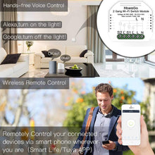 Carica l'immagine nel visualizzatore di Gallery, MoesGo Mini 2 Gang Modulo WiFi fai da te per interruttori luce, controllo remoto tramite app Smart Life/Tuya, compatibile con Alexa Echo e Google Home,1/2 Way