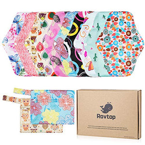 Rovtop 10 Pezzi 25.4cm Assorbenti Igienici Lavabili in Fibra di Bambù/Panno...