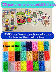 Perline da stirare-4500pcs 24Colore(4 brilla al buio)3Pegboard+75modello (15... - Ilgrandebazar