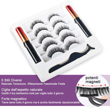 Carica l&#39;immagine nel visualizzatore di Gallery, Ciglia Magnetiche Con Eyeliner Magnetico Kit, 5 Paia Di Ciglia Finte Naturali E Di Lunga Durata, Ciglia Finte Magnetiche Riutilizzabili Senza Colla