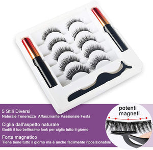 Ciglia Magnetiche Con Eyeliner Magnetico Kit, 5 Paia Di Ciglia Finte Naturali E Di Lunga Durata, Ciglia Finte Magnetiche Riutilizzabili Senza Colla