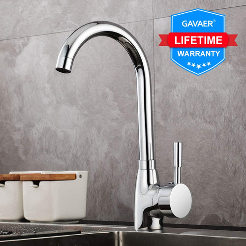 GAVAER Rubinetto per Cucina, Girevole a 360°Miscelatore Cucina Cromato E-6057