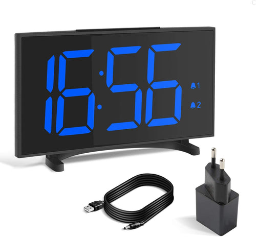 Holife YISSVIC  Sveglia Digitale, da Comodino, 1. Blu con Adattatore