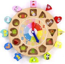 Carica l&#39;immagine nel visualizzatore di Gallery, Orologio Giocattolo Bambino Montessori Giocattoli de Puzzle in Legno 4 in 1 Regalo Educativi Giochi per Bambini 3 4 5 6 Anni