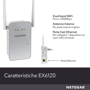 Netgear EX6150 Ripetitore WiFi Wireless, Copertura per 2-3 1200 Mbps, Bianco