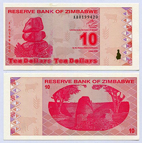 Zimbabwe dollari UNC 10 2009, World inflazione P94 Valuta, le banconote - Ilgrandebazar