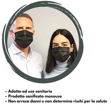 Carica l'immagine nel visualizzatore di Gallery, Mascherina Chirurgica Nera 3 strati, Mascherina Chirurgica italiana di tipo II R Certificata CE 100% Made in Italy - Confezione 50 pezzi (Nero)