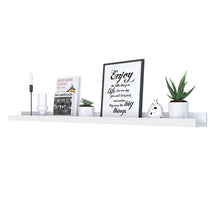 Carica l&#39;immagine nel visualizzatore di Gallery, SONGMICS Mensole a Muro di Legno per Cornici e Libri, Ripiani 110 cm, Bianco - Ilgrandebazar