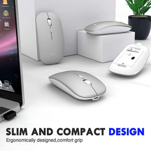 INPHIC Mouse Bluetooth, Wireless Bluetooth Ricaricabile Argento - B - Ilgrandebazar