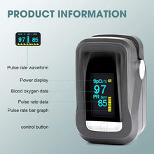 Carica l'immagine nel visualizzatore di Gallery, Saturimetro Da Dito, Pulsossimetro Professionale con Omnidirezionale OLED Display con Letture Immediate Ossimetro per Saturazione di Ossigeno(SpO2), Frequenza Del Polso(PR), per Adulti e Bambini