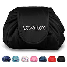 Carica l'immagine nel visualizzatore di Gallery, Borsa per il trucco con coulisse pigra Borsa per cosmetici da viaggio grande portatile Borsa per il trucco da viaggio Borsa per l'archiviazione per donna Ragazza (Nero)