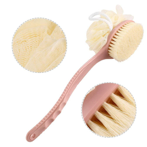 Spazzola per il bagno a manico lungo, 2 in 1 corpo rosa - Ilgrandebazar